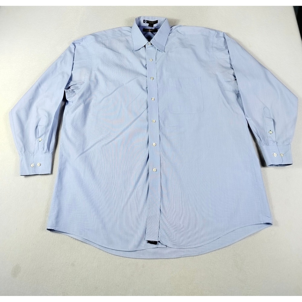 Vintage Tommy Hilfiger Dress Shirt Mens 16.5 34/35 Blue Cotton Long Sleeve Y2K